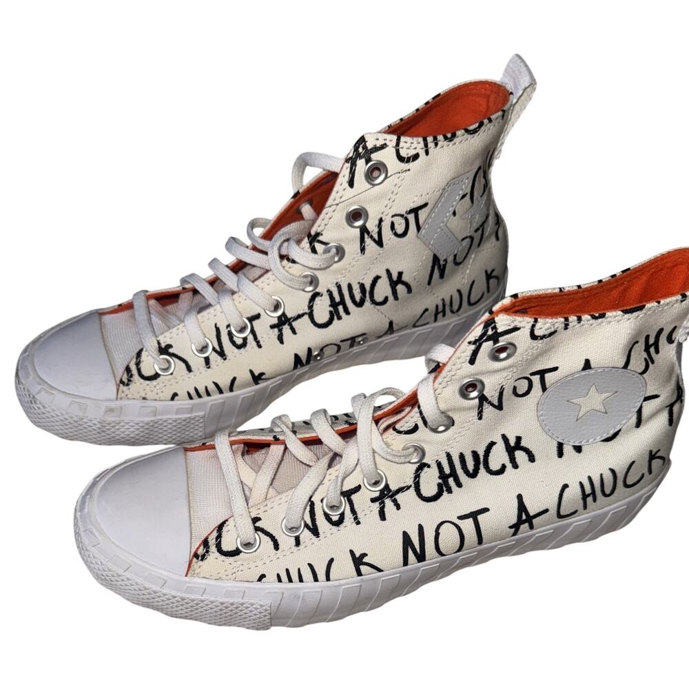 Converse Not A Chuck High Tops Men’s 10 White Graphic Statement Sneakers